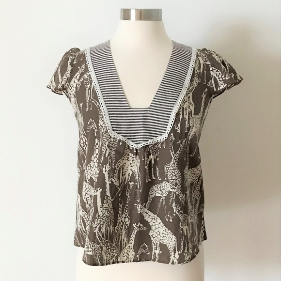 Corey Lynn Calter Tops - Corey Lynn Calter giraffe print silk-cotton top